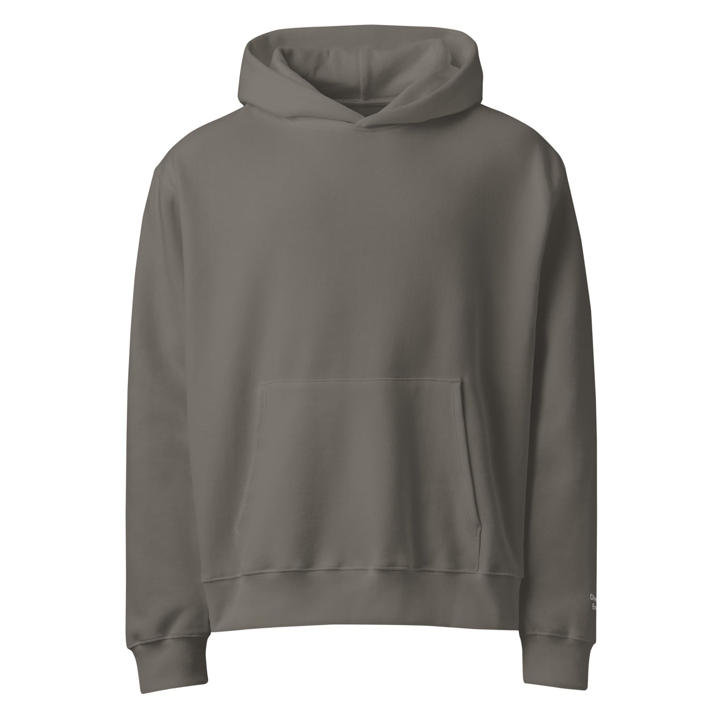 Front view of asphalt pullover hoodie with hood and kangaroo pocket